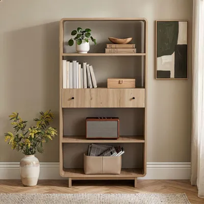 Productafbeelding van Skye Decor, hoogwaardige boekenkast van eikenhout, 78x153x34 cm, 100% melamine | 100% MDF
