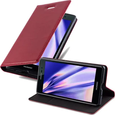 Produktbild von Cadorabo Hülle für Huawei ASCEND P7 Schutz Hülle in Rot Handyhülle Etui Case Cover Magnetverschluss