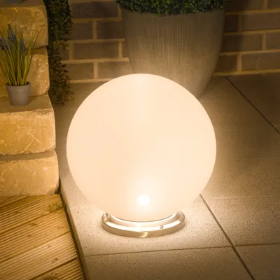 Produktbild von esotec Solarkugel ⌀40cm Gartenkugel CCT RGB Edelstahlsockel Fernbedienung 102634