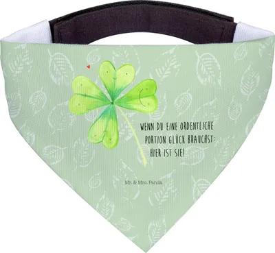 Produktbild von Mr. & Mrs. Panda Bandana Blume Kleeblatt - Blattgrün - Geschenk, Halstuch Für Hunde, Neuer Job, Garten, Dreieckstuch, Motivation, Glück, Hundehalstuch, Hund, Kleeblätter