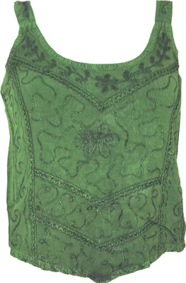 Produktbild von Besticktes Top Boho Chic, Hippie Top - Grün, Damen, Viskose, Tops & T-Shirts