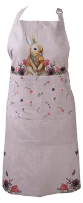Obrázek produktu pro Clayre & Eef Kuchyňská zástěra 70x85 cm Růžovo-béžová Bavlněné králičí květy