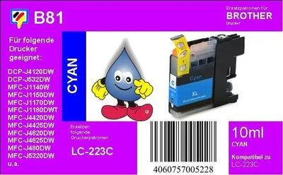 Produktbild von LC-223C cyan - TiDis Ersatzpatrone mit 10ml Inhalt