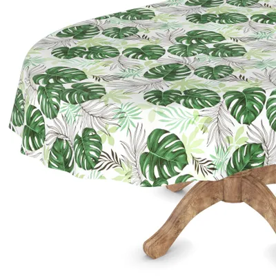 Produktbild von ANRO Wachstuch Tischdecke Oval 180x140cm Schnittkante Tropic Grün
