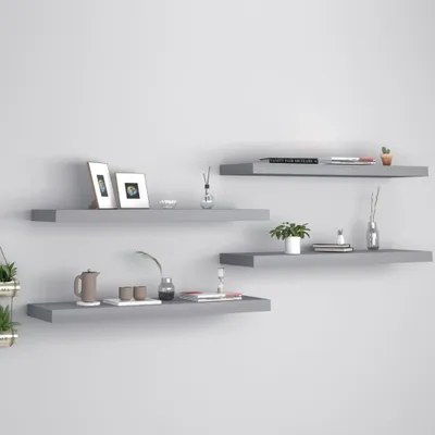 Productafbeelding van Maison Exclusive - Zwevende wandplanken, 4 stuks, grijs, 80x23,5x3,8 cm, MDF