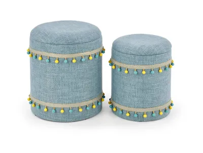 Immagine prodotto di Set di 2 pouf Grado azzurro