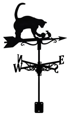 Metall-Wetterfahne Katze und Maus, 50x35 cm, schwarz