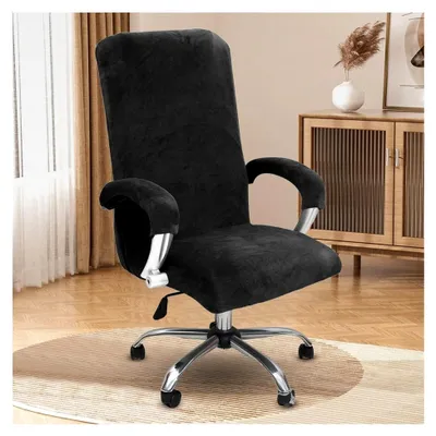 Produktbild von Bürostuhlbezug mit Armlehne, elastischer Bezug für Bürostühle, abnehmbare Stuhlhussen (Schwarz, L)