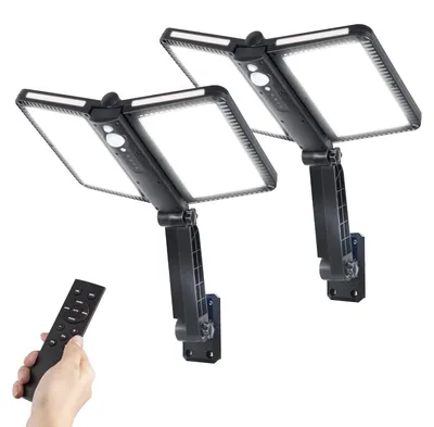 LED-Wandlampen 2er-Set, 218 LEDs, IP65, Bewegungsmelder, Solar