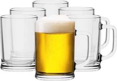 Produktbild von Famanu Set von 6 großen Biergläsern 500 ml mit Henkel - spülmaschinenfest