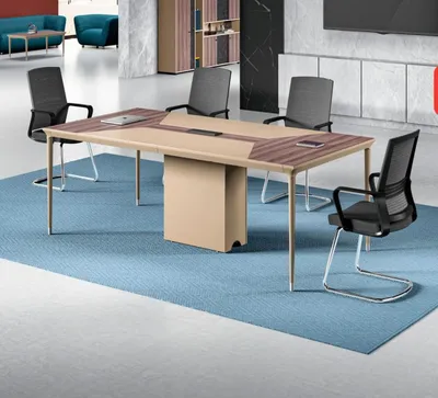 Image de Table de conférence Table de travail Bureau en bois Beige Grand
