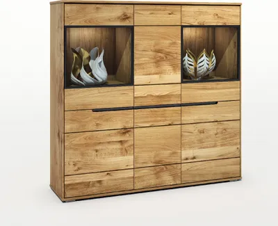 Produktbild von Vitrine Highboard Lola Eiche-teilmassiv furniert B 162x H 148x T 42 cm