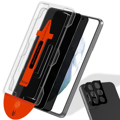 Produktbild von 2-Pack Samsung S21 Displayschutzfolie Privacy & 2-Pack Kameraschutz - Gehärtetes Glas | [Automatische Installation] - Blasenfrei