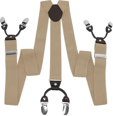 Produktbild von MidGard Y-Form Hosenträger mit 6 extra starken Clips, 3,5 cm Breit, Einstellbar und Elastisch, Einheitsgröße für Männer Beige