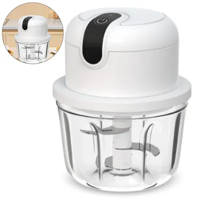 Produktbild von Elektrischer Gemüseschneider 350 ml, Zwiebelschneider & Küchenhacker, USB aufladbar, Multizerkleinerer für Fleisch, Obst, Zwiebeln & Knoblauch