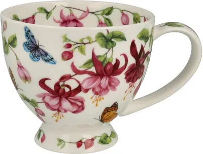 Immagine prodotto di Tazza DUNOON Skye Papillon 450 ml in bone china, tazza da caffè 11,5 cm, tazza da tè 0,45 l