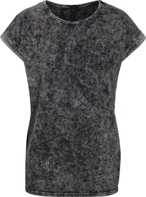 Image de Build Your Brand BY053 | Tee-shirt femme Acid Washed Extended Shoulder - Couleur : Darkgrey White - Taille : XL