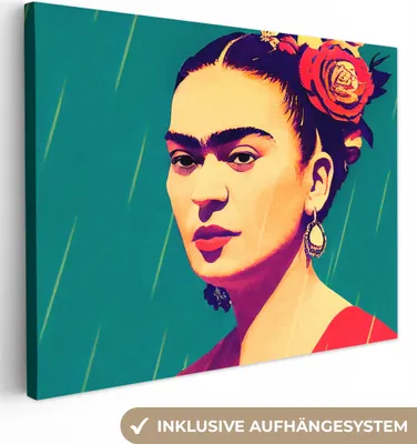 Obrázek produktu pro OneMillionCanvasses® - Obrazy na plátně - Portrét - Frida Kahlo - Žena - Vintage - Červená, nástěnná malba, nástěnné dekorace obrazy obývací pokoj, 40x30cm