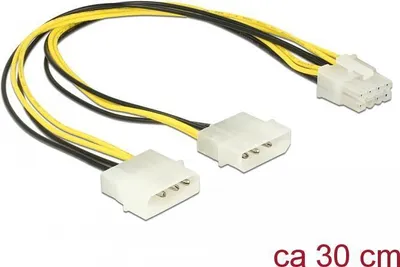 Produktbild von DeLOCK 85453, 0,3 m, 8-pin EPS12V, Männlich, Männlich, Gerade, Gerade
