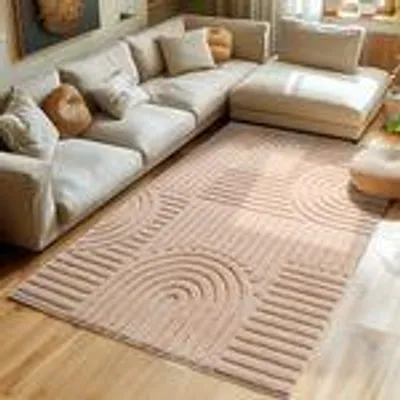 Zdjęcie produktu dla Dywan z długim włosiem 3D, styl skandynawski i boho, miękki i puszysty, do salonu/kuchni/sypialni/przedpokoju, Rozmiar: 120 x 170 cm , Kolor : Różowy