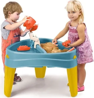 Obrázek produktu pro Dětský hrací stůl Feber Casual Play Island s pískovištěm a vodní nádrží, vícebarevný, pro děti od 2 do 6 let