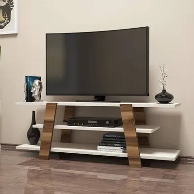 Produktbild von Skye Decor, Flower - Walnut, Cream, Fernsehtisch, Nussbaum, 100 % MELAMINBESCHICHTETE SPANPLATTEN, 120 x 33,6 x 42 cm