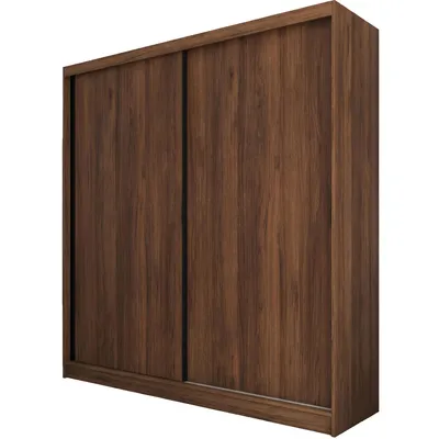 Produktbild von BEAUTYSOFA Kleiderschrank MARIO II 200 cm Warmia Nussbaum – Schwebetürenschrank mit Schubladen, 2-türen, Regalen & Kleiderstange, Schrank ohne Spiegel