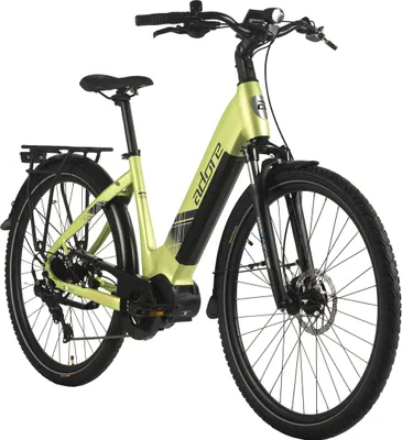 A studio shot of an electric bicycle against a white background.