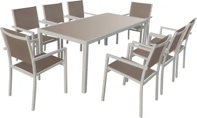 Produktbild von Gartenmöbel BARI aus taupefarbenem Textilene 8 Sitzplätze - taupefarbenes Aluminium