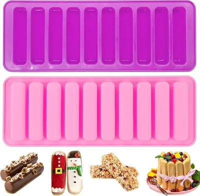 Produktbild von 2 Pcs Backform Silikonform Mit 10 Mulden Antihaft Riegel Backformfür Müsliriegel, Schokoriegel, Muffin