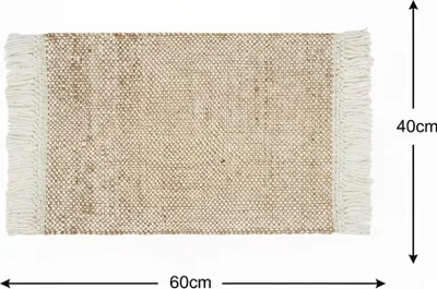 Produktbild von Elegant Floors® Jute-Wolle Teppich Natur | Handgefertigtes Boho Wohnaccessoire mit Fransen im Skandi Stil | Moderner Wohnzimmer Teppich für Boden Deko und Läufer | 40x60 cm