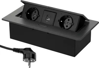 Immagine prodotto di Presa di corrente integrata in alluminio a scomparsa 2 pieghe I USB-A USB-C I grafite