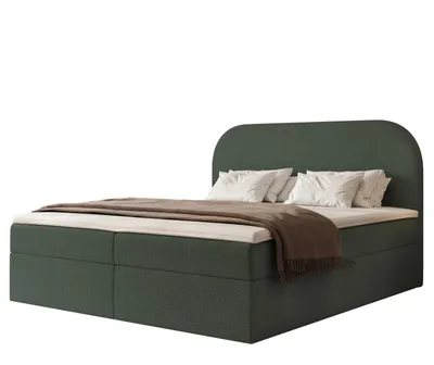 Produktbild von Boxspringbett FUZZI 180x200 Bettkasten Bonellmatratze Graugrün Bouclé