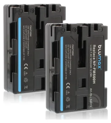 Produktbild von 2x Blumax Akku | für Sony NP-FM500H Digitalkamera | Kapazität 1650mAh |Spannung 7,2Volt | Video- und Kamerazubehör