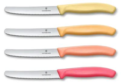 Produktbild von Victorinox Brötchenmesser, 4er Set, 11 cm Wellenschliff, Orange
