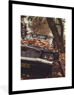 Produktbild von MuchoWow® Gerahmtes Poster Auto - Herbstblätter - Landleben 60x80 cm - Poster mit Schwarzem Bilderrahmen Wandposter Rahmen Foto Bilder - Wohnzimmer - Dekorationen - Prämie