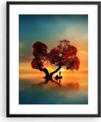 Produktbild von Gerahmtes Poster - Schwarzer Rahmen - See Natur Nacht - 40x50 cm - Wand Bild - Wanddeko - Wandbilder - Kunstposter - Wandposter - Bilderrahmen - Bilder - Kunstdruck - Wandbild - P2BPA40x50-3458