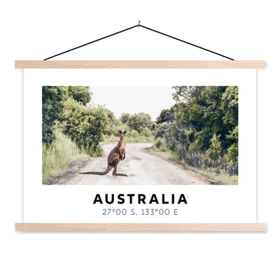 Produktbild von MuchoWow® Textilposter Känguru - Australien - Tiere 60x40 cm mit holzfarbenen Rahmen - Bilder
