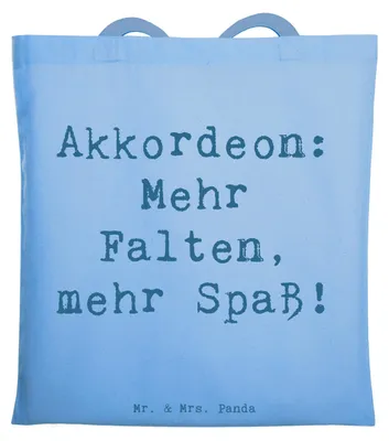 Produktbild von Mr. & Mrs. Panda Jutetasche Spruch Akkordeon Spaß - Sky Blue - Geschenk, canvas tasche, Musiker, Musikinstrument, Musik, Jutebeutel, Einkaufstasche, volkstümlich, Lernen