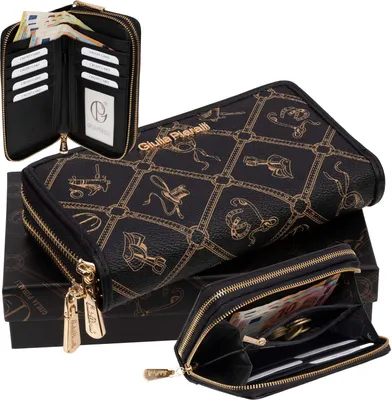 Produktbild von Giulia Pieralli Damen Geldbörse Geldbeutel Brieftasche Portmonee XXL NERO (02A)