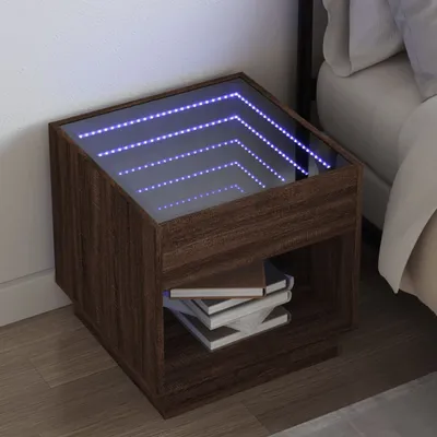 Obrázek produktu pro vidaXL Noční stolek s Infinity LED hnědý dubový vzhled 50x50x50 cm