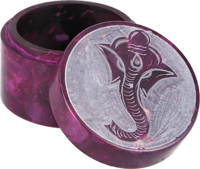 Produktbild von Dose aus Speckstein, Chakra Schmuckdöschen - Ganesha, Violett, 4*5*5 cm, Dosen, Boxen & Schatullen