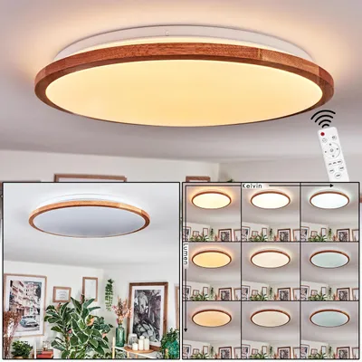 Produktbild von Cuorgnè Deckenlampe aus Metall/Holz/Kunststoff in Weiß/Naturfarben