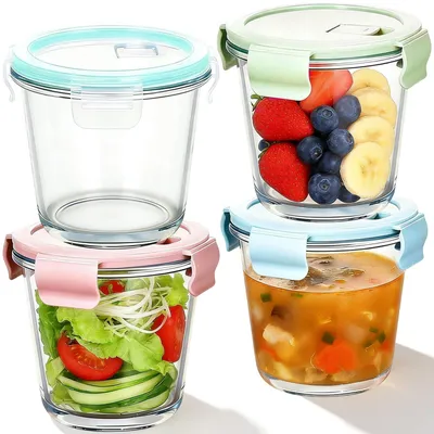 Produktbild von Set von 4 Glasbehältern für Lebensmittel mit luftdichtem Deckel 720 ml