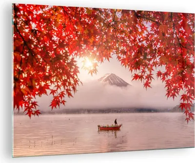 Produktbild von Bilder auf glas - Vulkan See - 70x50cm - Glasbilder - Wandbilder - Bilder - Kunstdruck - zum Aufhängen bereit - Wanddekoration aus Glas - Glas Bilder - Wandbild auf Glas - Einteilig - GAA70x50-4107