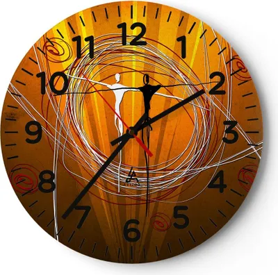 Produktbild von Wanduhr - Rund - Glasuhr - Leute Tanz Linien Tapeten - 30x30cm - Schleichendes Uhrwerk - Lautlos - zum Aufhängen bereit - Dekoration Modern - Wanddekoration aus Glas - C4AR30x30-1877