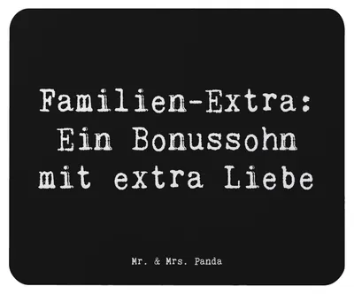 Produktbild von Mr. & Mrs. Panda Mousepad Spruch Bonussohn Liebe - Schwarz - Geschenk, laptop, Stiefsohn, Patchworkfamilie, computer mauspad, pc mausunterlage, Familienbindung, Verwandte