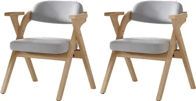Imagen del producto de AIORBER: 2 sillas de comedor plegables, madera maciza, plegables, con cojín de terciopelo, diseño moderno y cómodo, color gris