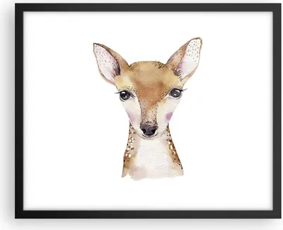 Produktbild von Gerahmtes Poster - Schwarzer Rahmen - Damhirschkuh Grafiken Kinder - 50x40 cm - Wand Bild - Wanddeko - Wandbilder - Kunstposter - Wandposter - Bilderrahmen - Bilder - Kunstdruck - P2BAA50x40-4449