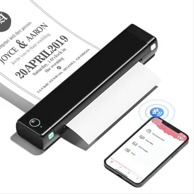 Immagine prodotto di Stampante termica portatile - A4 - Bluetooth - Senza inchiostro - 715 grammi - Nero